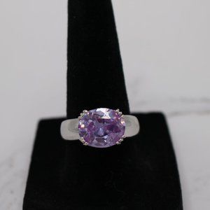 Amethyst-style Stone set in Sterling Silver Sz 8